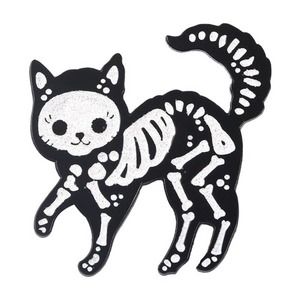 Glittery Skeleton Cat Enamel Lapel Pin NWOT